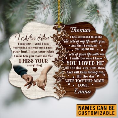 Personalized I Miss You I Miss Your Voice I Miss Your Smile Husband Memorial Custom Shaped Wooden Christmas Ornament