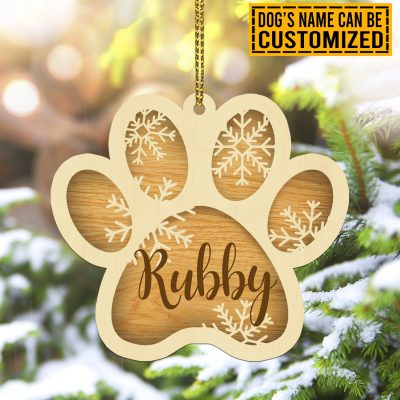 Personalized Dog Name Paw Shaped Christmas Decorative Wooden Christmas Ornament Keepsake