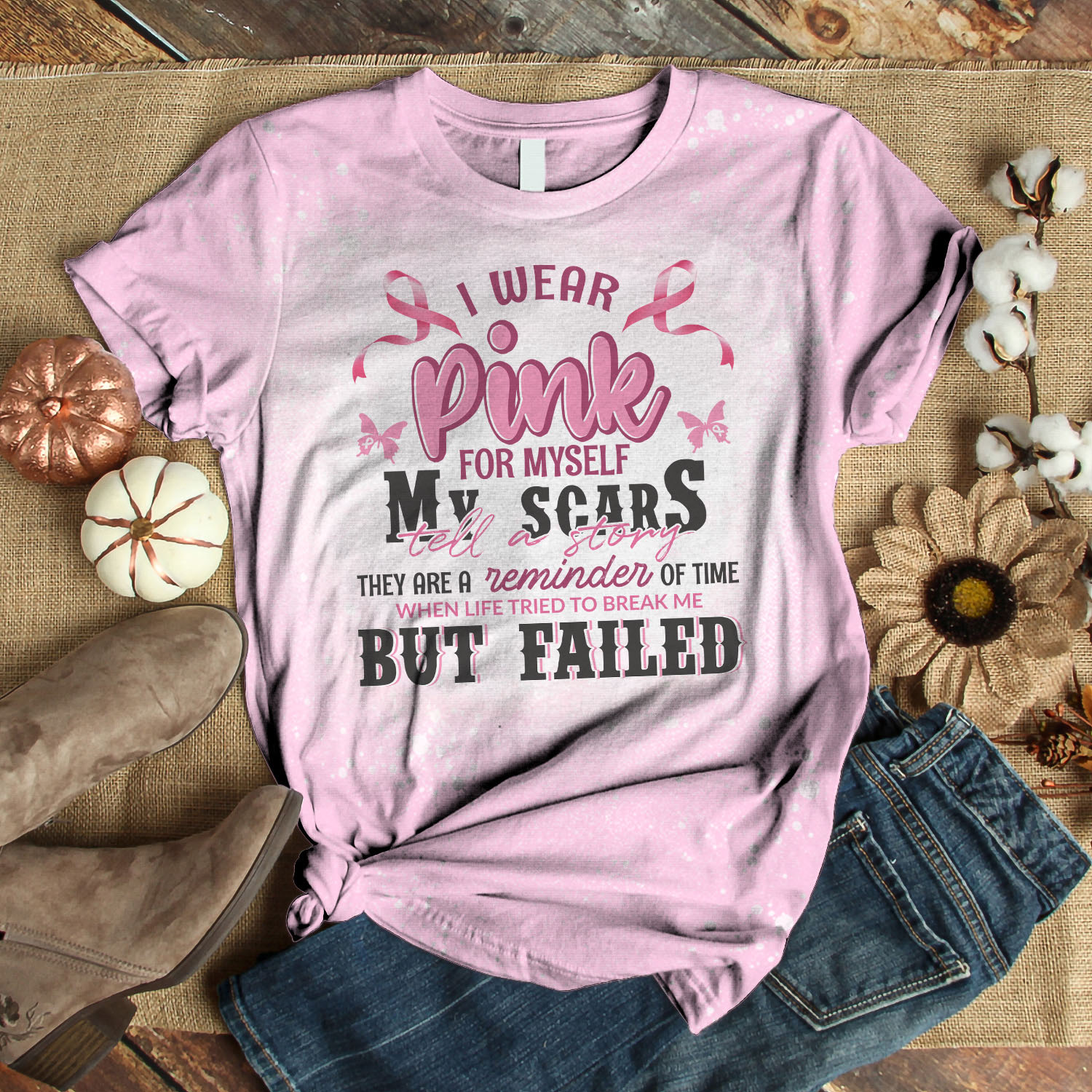 14H. Wear Pink for Myself (Bleached Tee) Bleached Mockup 3