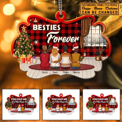 Custom Design Besties Christmas Ornament Personalized Besties Forever Decorative Custom Shaped Wooden Christmas Ornament