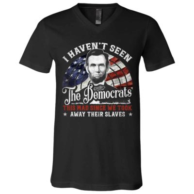4TM. Democrats This Mad (7), Black, V-Neck T-Shirt