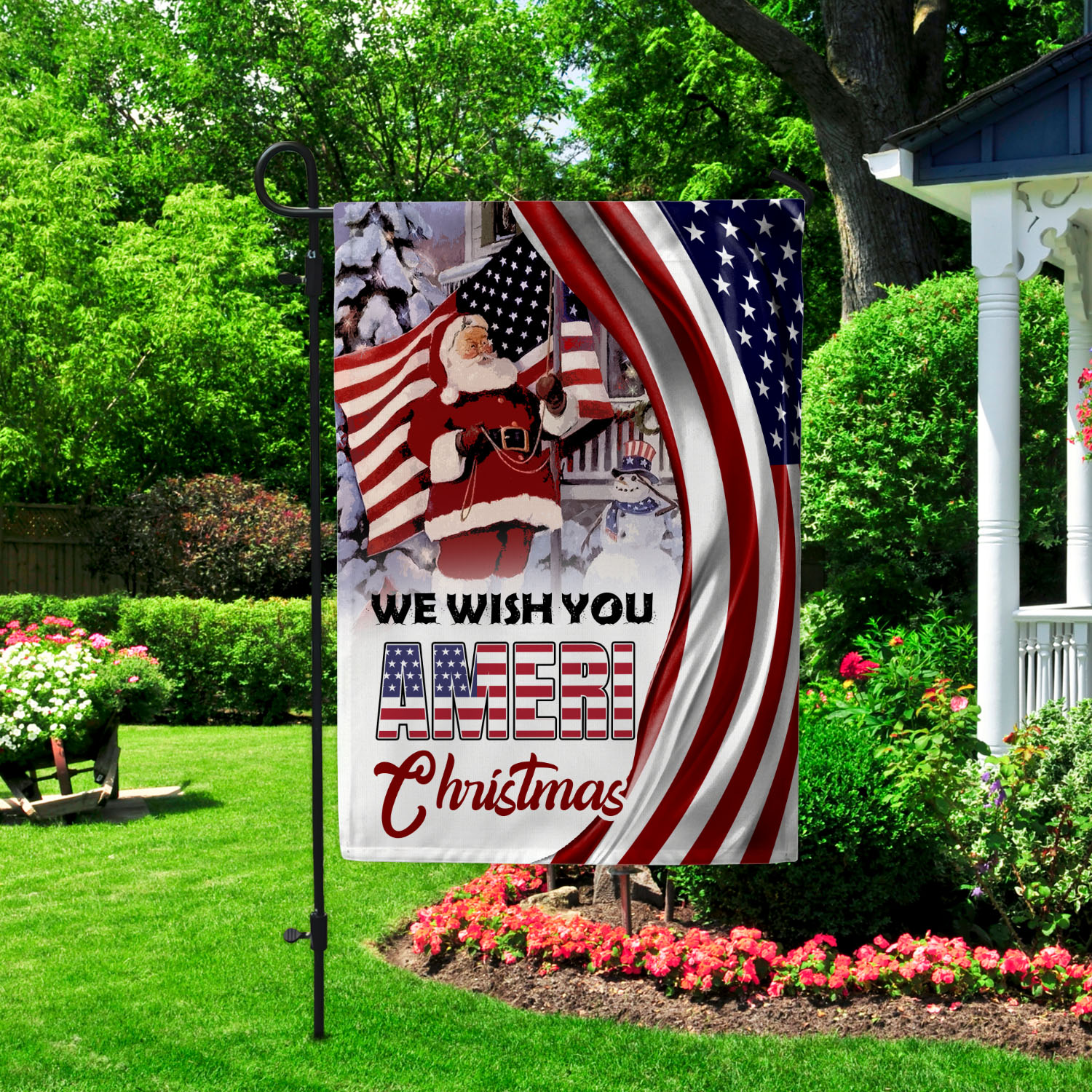 8VT. Wish You Ameri Christmas Garden Flag Mockup 2