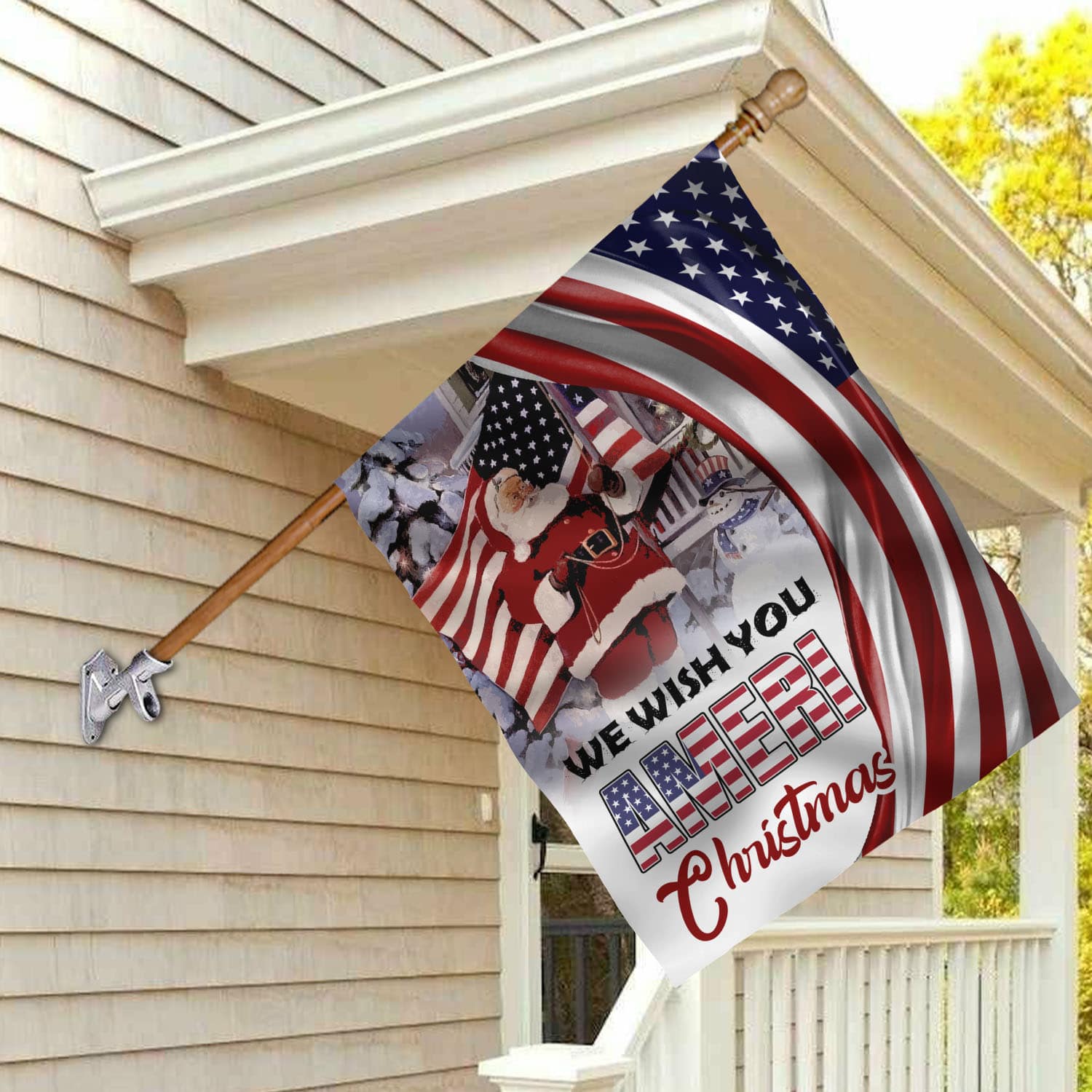 8VT. Wish You Ameri Christmas House Flag Mockup 2