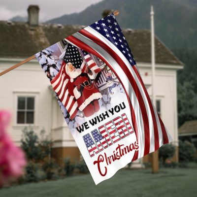 We Wish You Ameri Christmas Outdoor House Flag - US Christmas Home Garden Flag