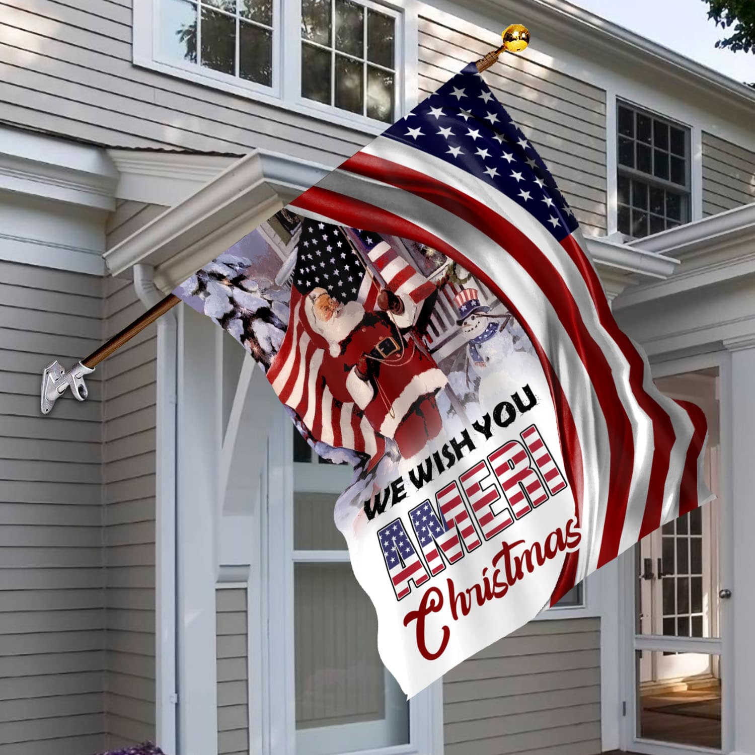 8VT. Wish You Ameri Christmas House Flag Mockup 6