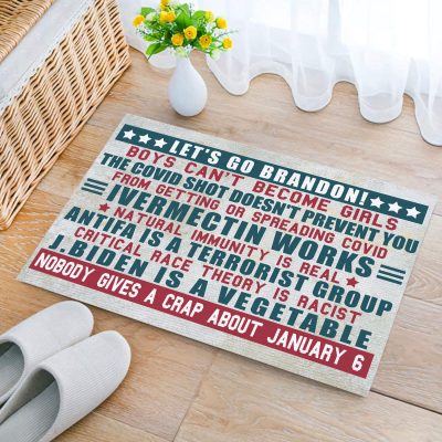 Alternative view of Let's Go Brandon Boys Can't Become Girls J Biden Is A Vegetable Conservative Anti Biden Indoor Outdoor Doormat