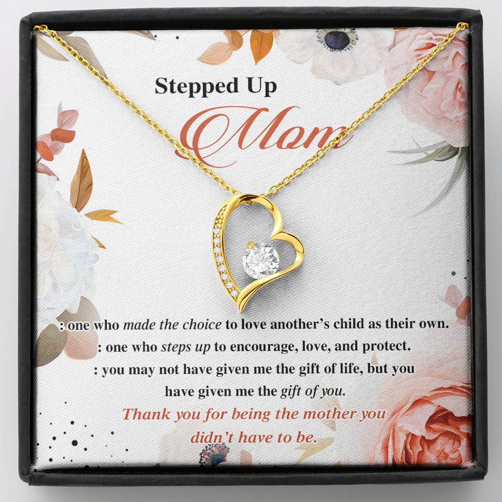 Stepped Up Mom One Who Made The Choice To Love Another's Child As Their Own Forever Love Heart Pendant Necklace - Forever Love Necklace (18K Yellow Gold)