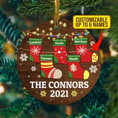 Alternative view of Personalized Name Family Members Christmas Decorative Christmas Ornament - Flat Circle Ornament