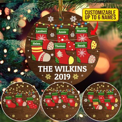Personalized Name Family Members Christmas Decorative Christmas Ornament - Flat Circle Ornament