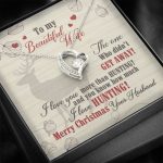 To My Beautiful Wife The One Who Didn't Get Away I Love You More Than Hunting Forever Love Heart Pendant Necklace