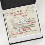 To My Beautiful Wife The One Who Didn't Get Away I Love You More Than Hunting Infinity Heart Pendant Necklace