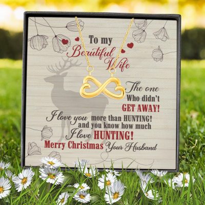 Alternative view of To My Beautiful Wife The One Who Didn't Get Away I Love You More Than Hunting Infinity Heart Pendant Necklace