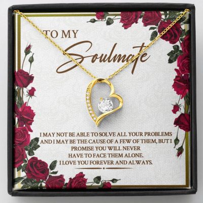 To My Soulmate I May Not Be Able To Solve All Your Problems Forever Love Heart Pendant Necklace - Forever Love Necklace (18K Yellow Gold)
