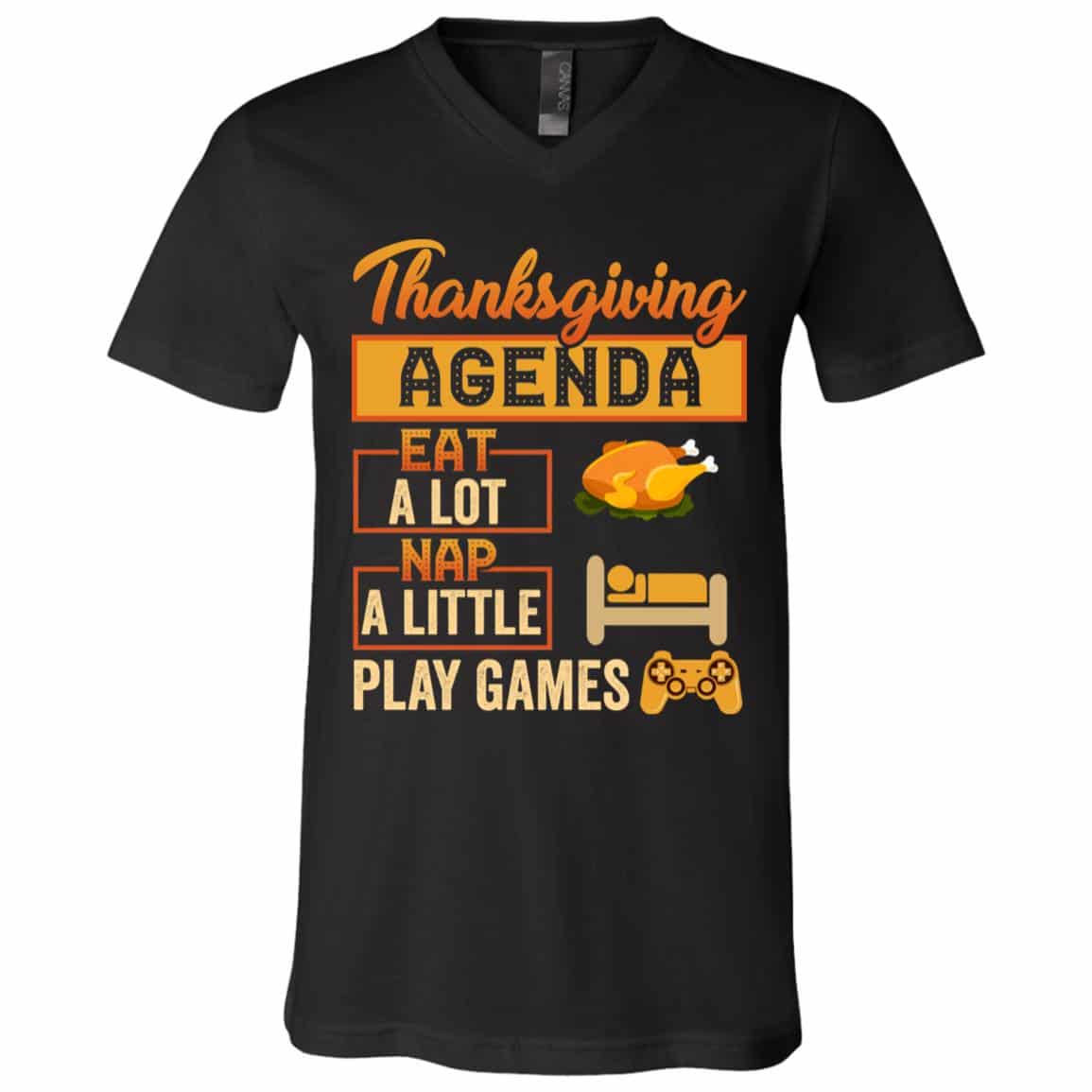 games tee, Black, V-Neck T-Shirt
