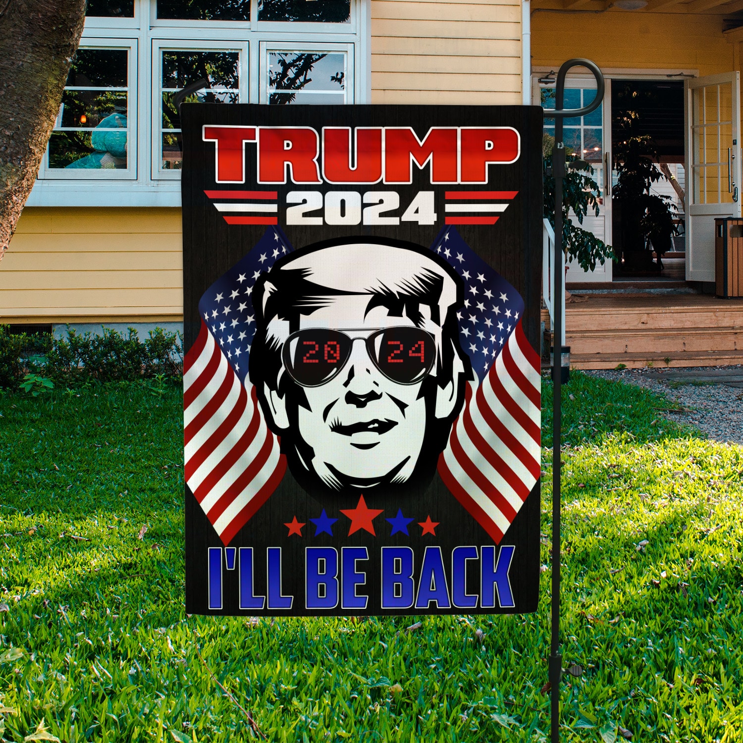 1O. Trump 2024 (30x40) Garden Flag Mockup 3