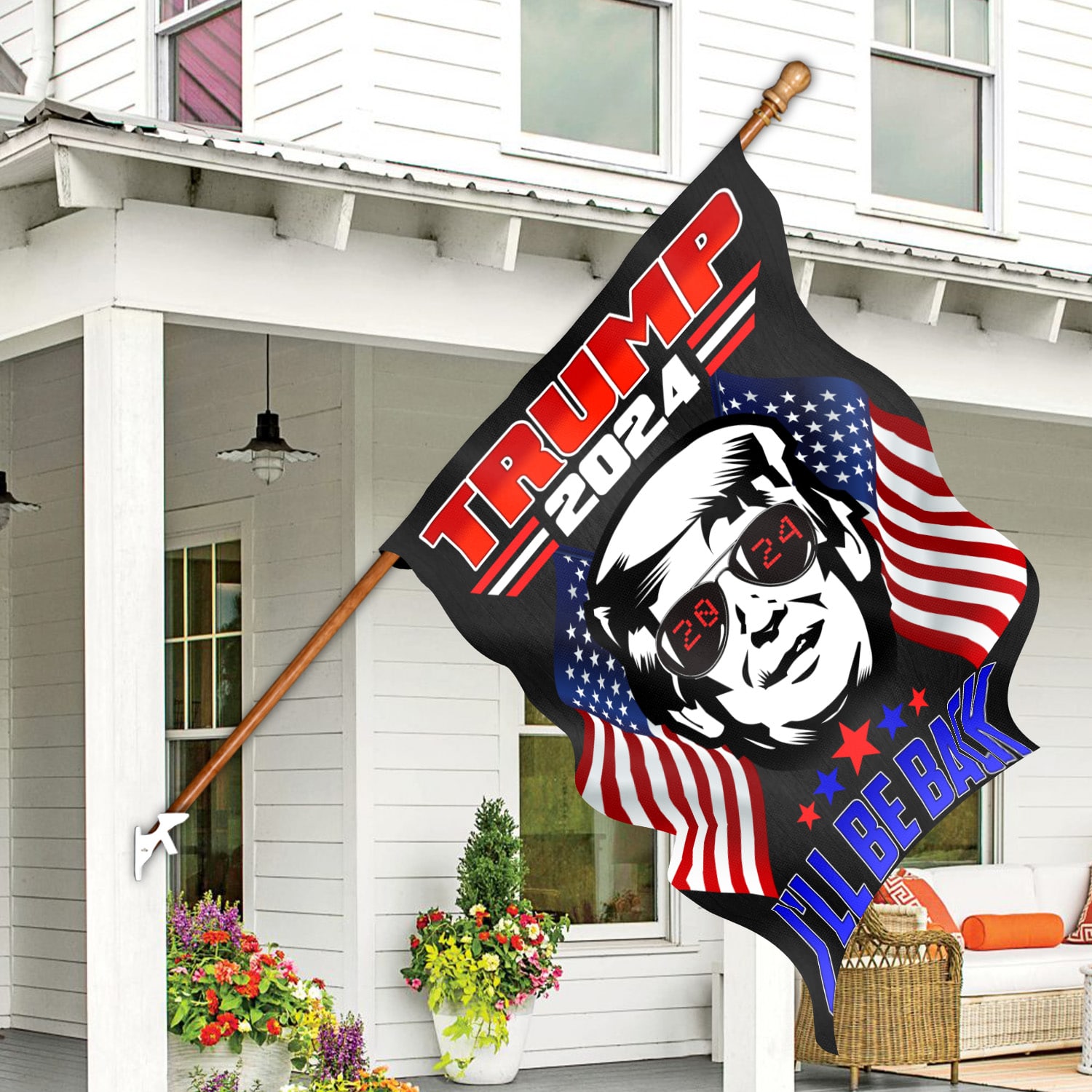 1O. Trump 2024 (30x40) House Flag Mockup 7