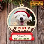 Personalized Dog Photo First Christmas Snow Globe Custom Shaped Ornament - Custom Dog Christmas Ornaments