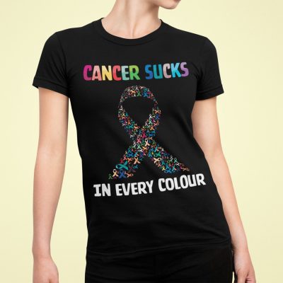 Alternative view of Cancer Sucks In Every Colour T-shirt - V-neck - Cancer Awareness Support Ribbon Shirt For Women