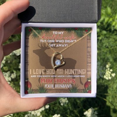 Alternative view of Husband to My Beautiful Wife the One Who Didn't Get Away I Love You More than Hunting Forever Love Pendant Necklace