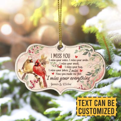 Personalized Cardinal I Miss You I Miss Your Voice I Miss Your Smile Custom Shaped Wooden Christmas Ornament Keepsake