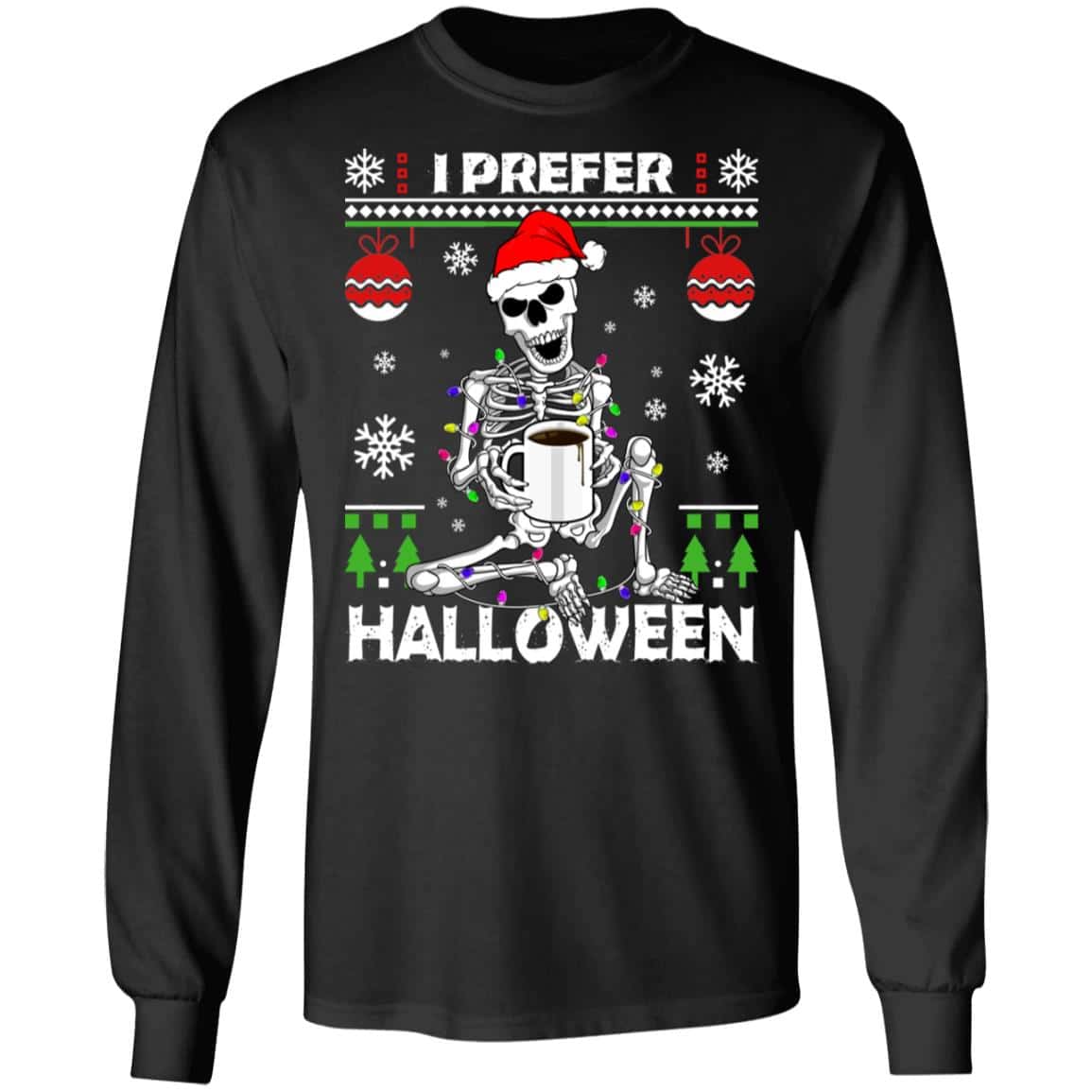 skeleton xmas t, Black, Long Sleeve skeleton xmas t, Black, Long Sleeve