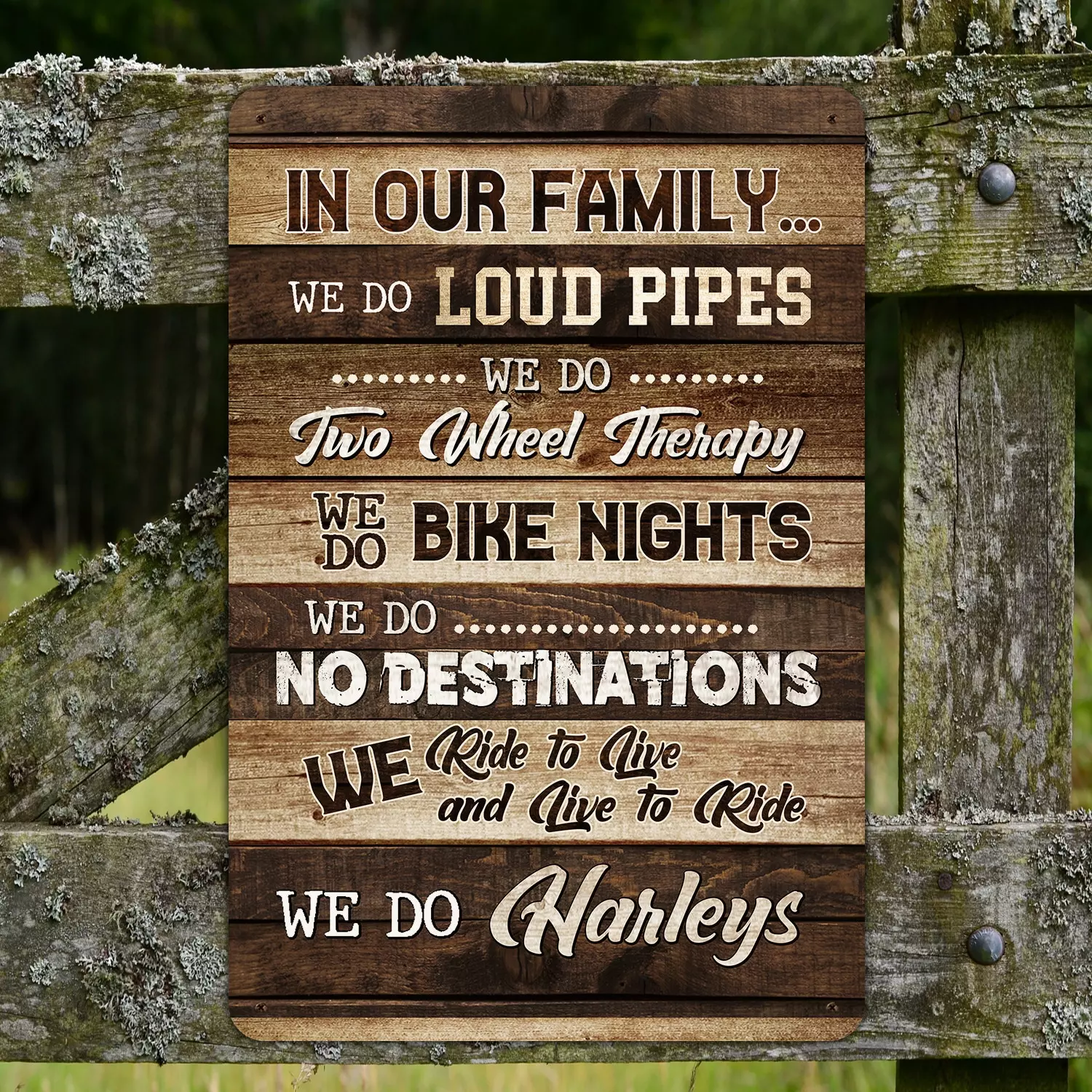 8. In Our Family Do Harleys METAL SIGN Metal Sign Mockup 4