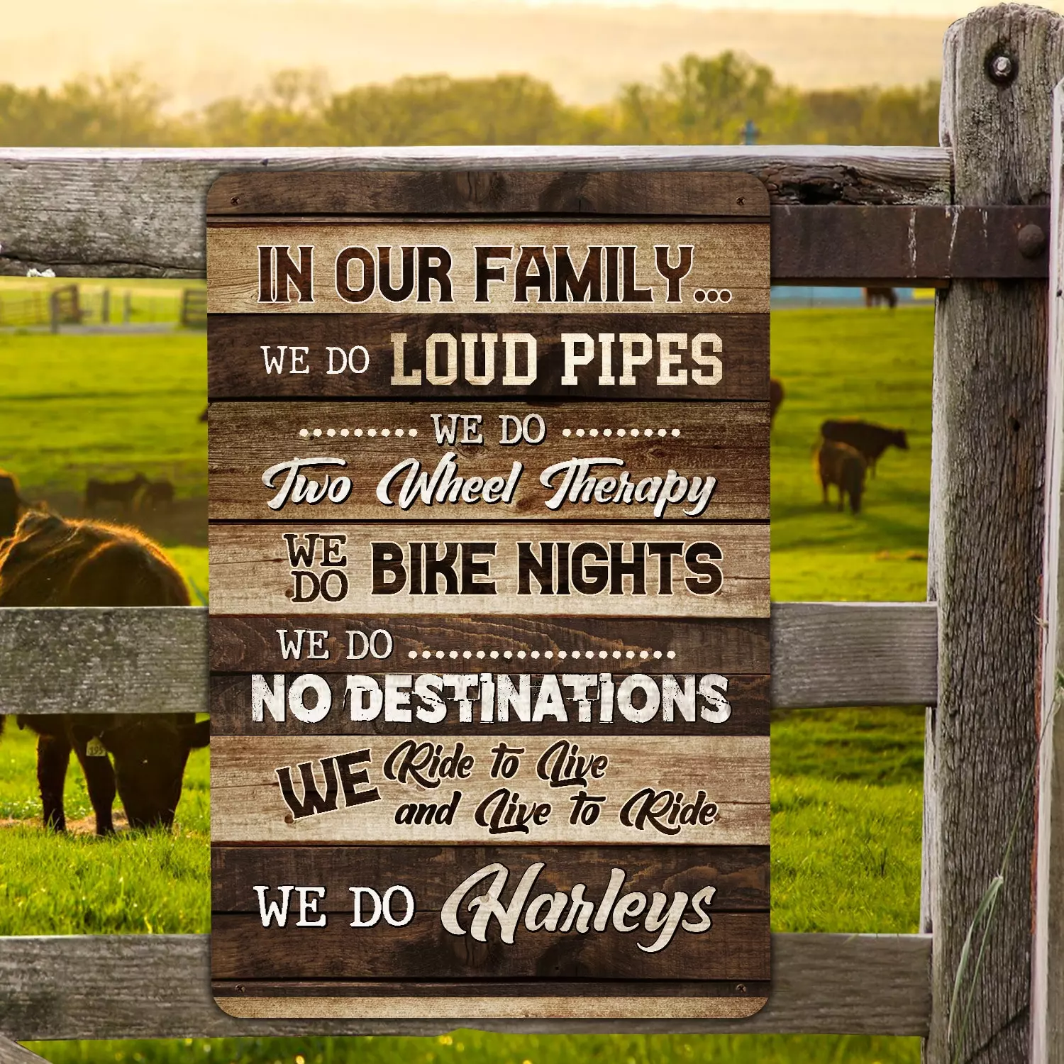 8. In Our Family Do Harleys METAL SIGN Metal Sign Mockup 5