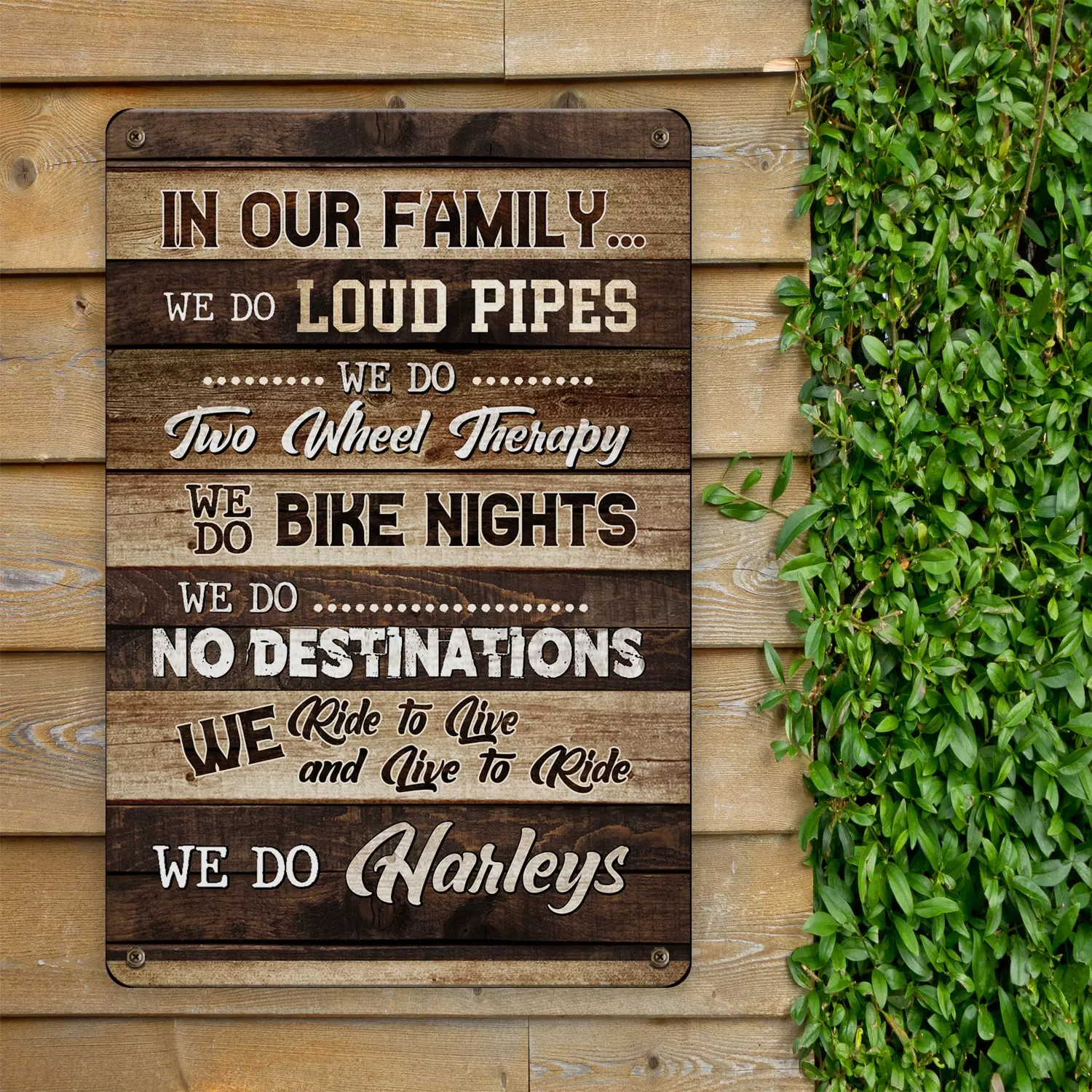 8. In Our Family Do Harleys METAL SIGN Metal Sign Mockup 11