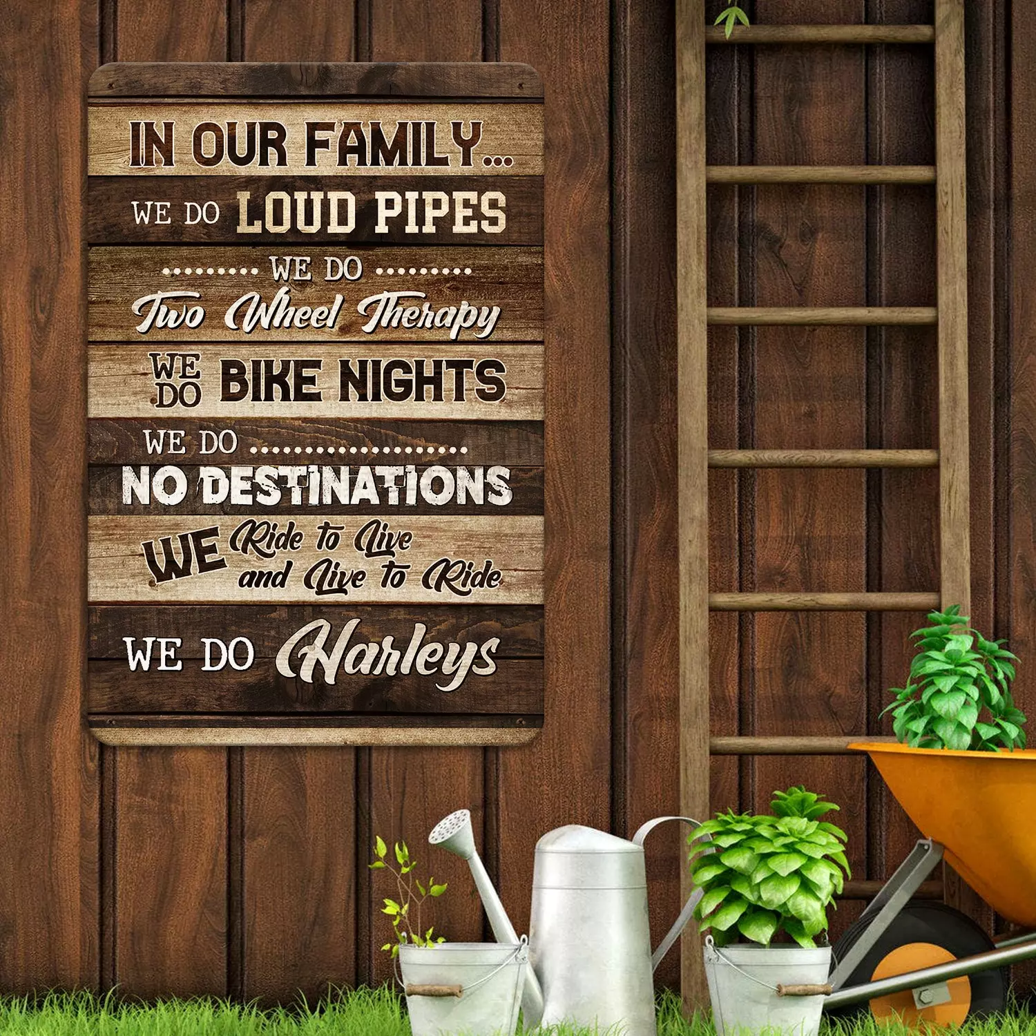 8. In Our Family Do Harleys METAL SIGN Metal Sign Mockup 12