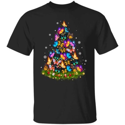 13. Butterfly Christmas Tree (4), Black, Unisex T-Shirt