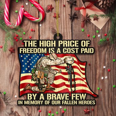 Alternative view of The High Price of Freedom Is a Cost Paid by A Brave Few in Memory Of Our Fallen Heroes Custom Shaped Wooden Christmas Ornament Keepsake