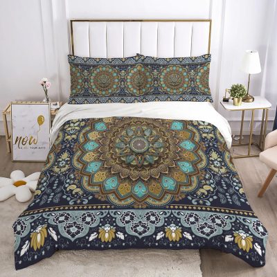 Alternative view of Mandala Pattern Buddhism Custom Bedding Set - Pillow and Duvet Cover - Gift for Buddhists