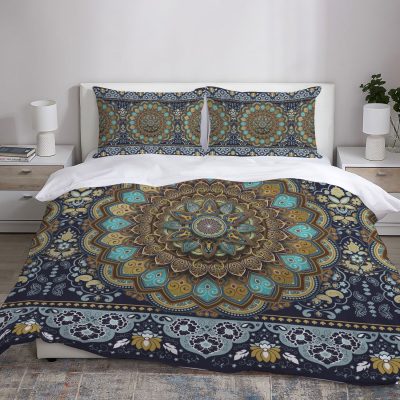 Mandala Pattern Buddhism Custom Bedding Set - Pillow and Duvet Cover - Gift for Buddhists