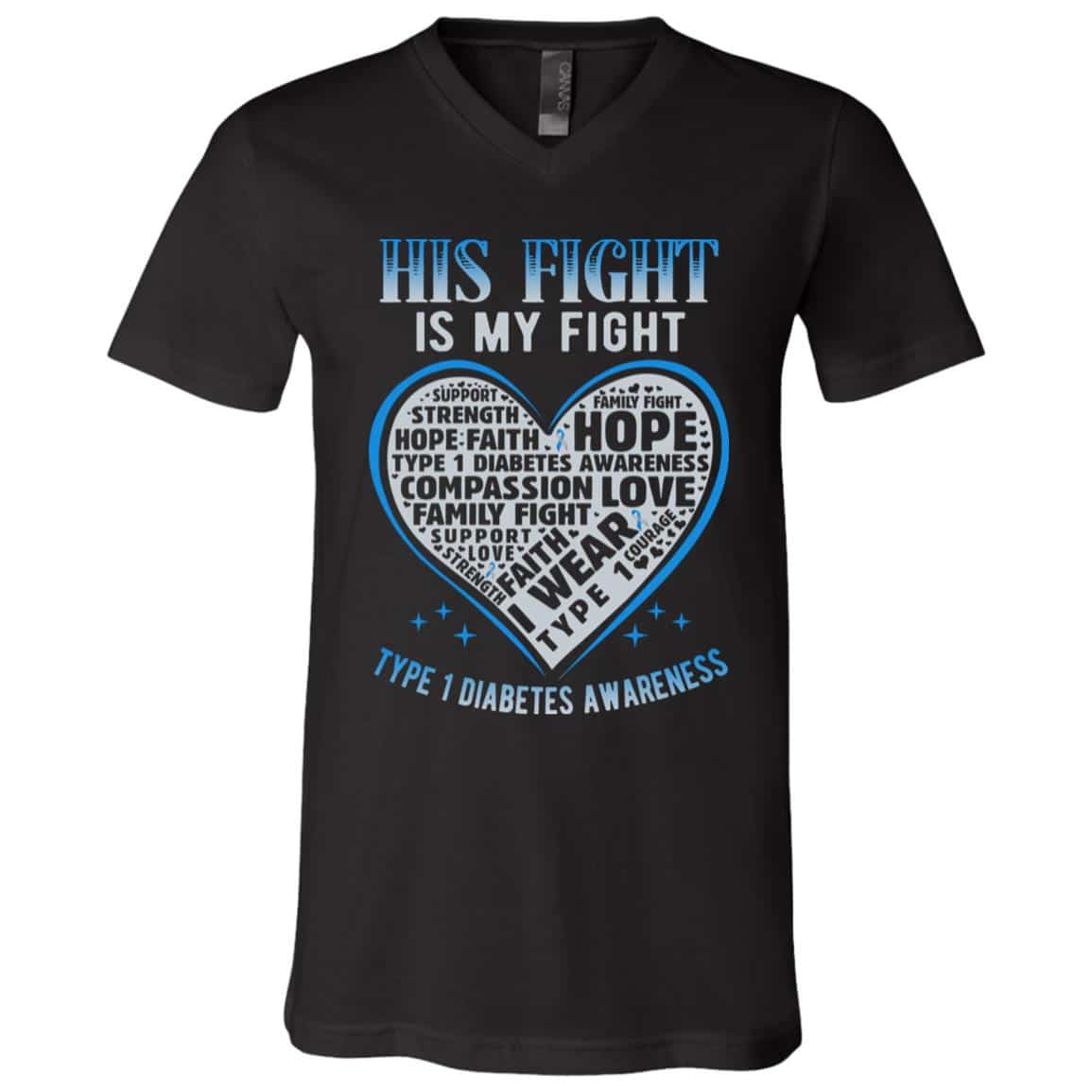 diabetes tee, Black, V-Neck T-Shirt