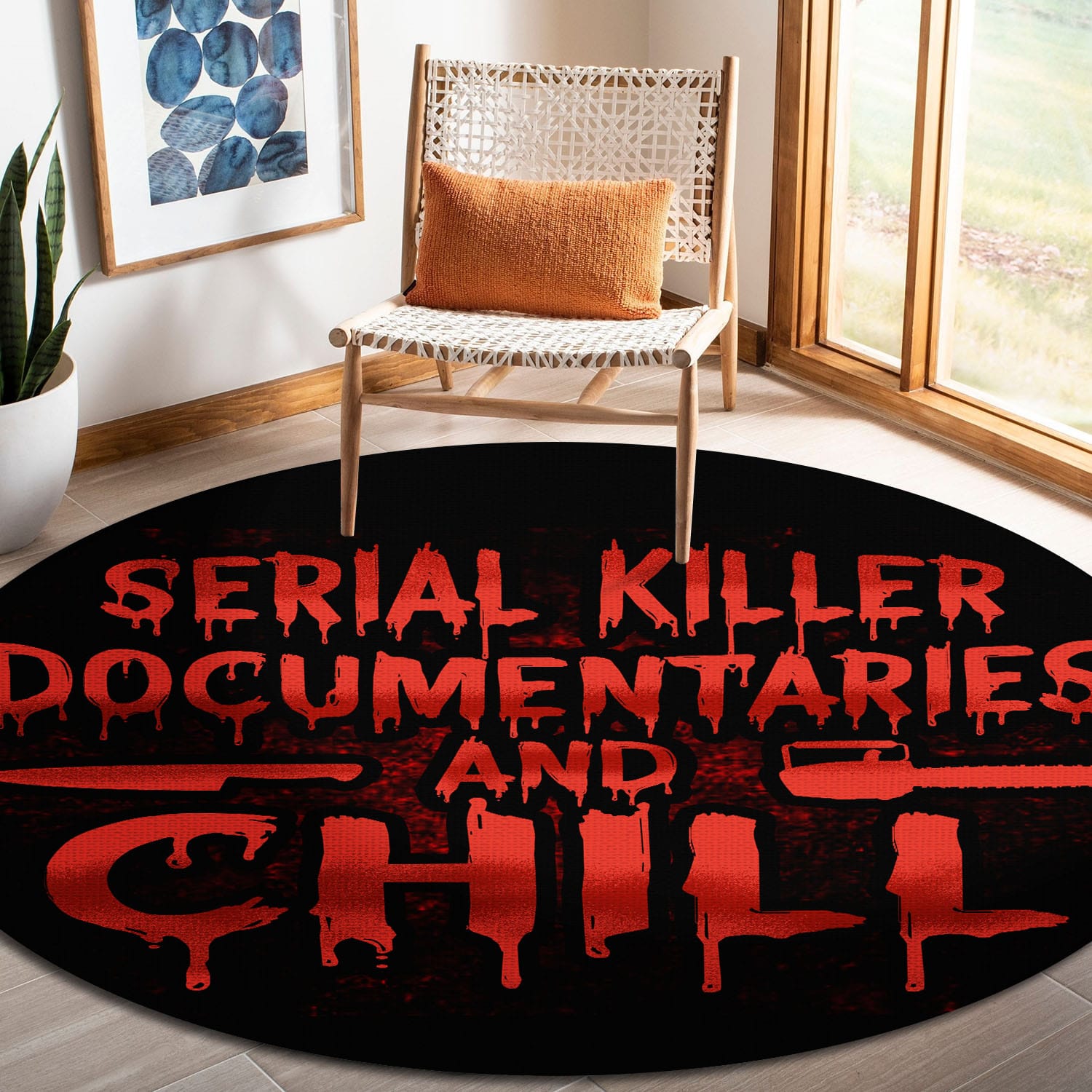7VT. Serial Killer Documentaries rug Round Rug Mockup 4