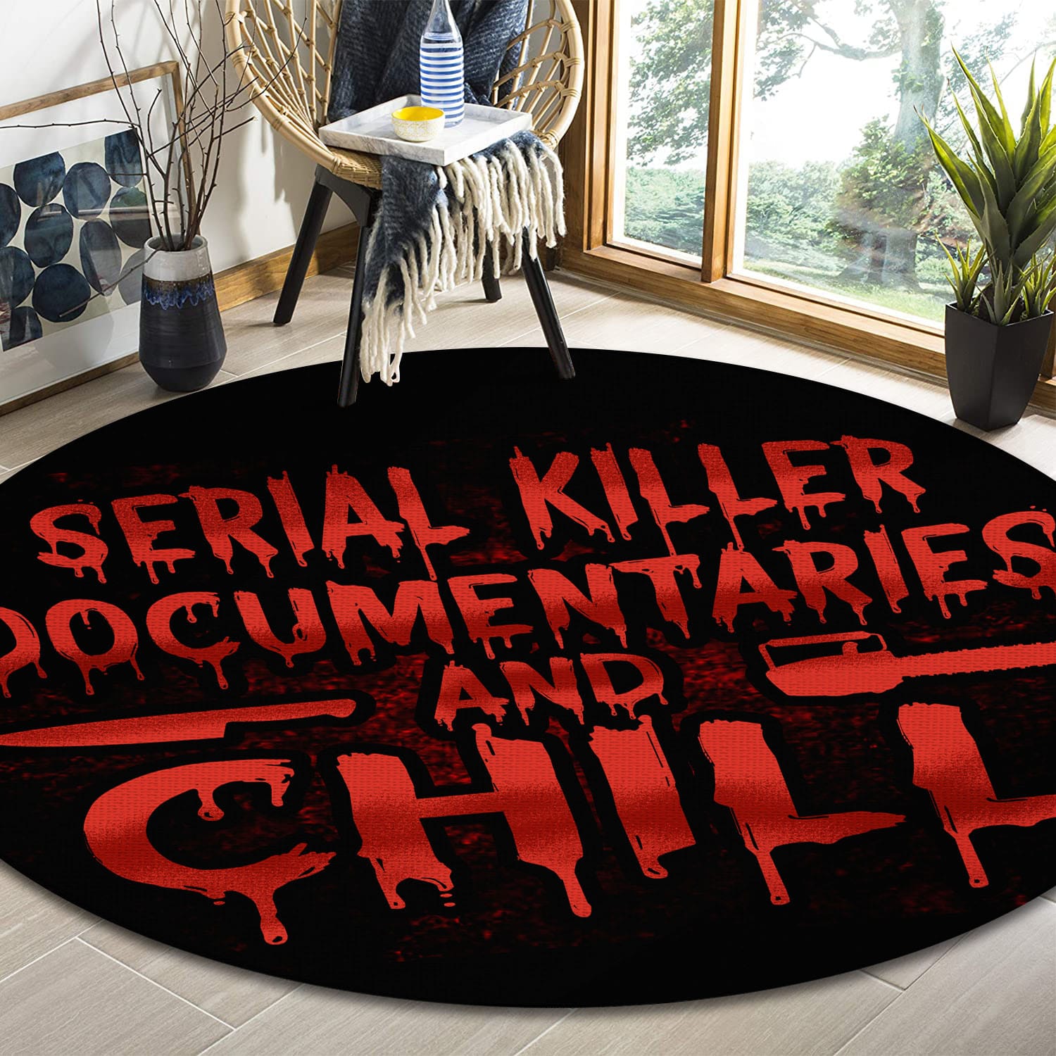 7VT. Serial Killer Documentaries rug Round Rug Mockup 6