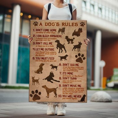 Alternative view of A Dog's Rules Don't Come Home Wrapped Framed Canvas Print - Home Decor Wall Art - Poster - Funny Gifts for Dog Lovers