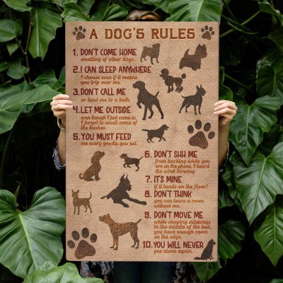 A Dog's Rules Don't Come Home Wrapped Framed Canvas Print - Home Decor Wall Art - Poster - Funny Gifts for Dog Lovers