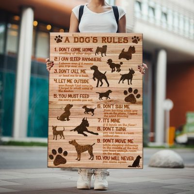 Alternative view of Funny Dog's Rules Gallery Wrapped Canvas Print - Home Decor Wall Art - Poster - Gifts for Dog Lovers