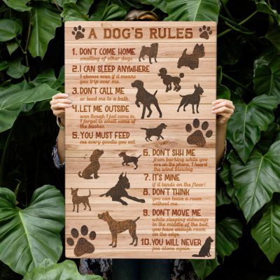 Funny Dog's Rules Gallery Wrapped Canvas Print - Home Decor Wall Art - Poster - Gifts for Dog Lovers