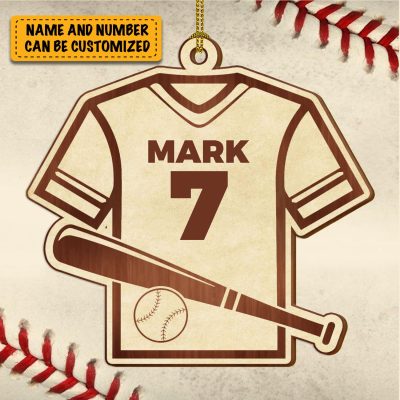 Personalized Baseball Uniform Custom Shaped Wooden Christmas Ornament Keepsake - Custom Baseball Lover Ornament