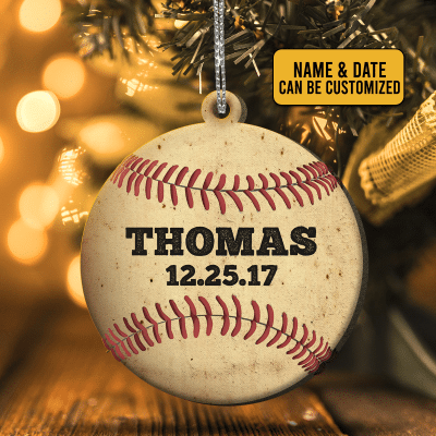 Personalized Name Baseball Decorative Custom Shaped Wooden Christmas Ornament Keepsake