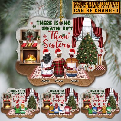 Alternative view of Personalized Besties There Is No Greater Gift Than Sisters Custom Shaped Wooden Christmas Ornament Keepsake