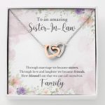 To An Amazing Sister In Law Through Marriage We Became Sisters Interlocking Hearts Pendant Necklace - Interlocking Hearts Necklace