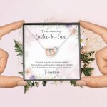 To An Amazing Sister In Law Through Marriage We Became Sisters Interlocking Hearts Pendant Necklace