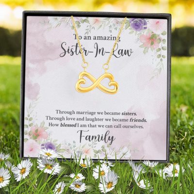 Alternative view of To An Amazing Sister In Law Through Marriage We Became Sisters Infinity Heart Pendant Necklace