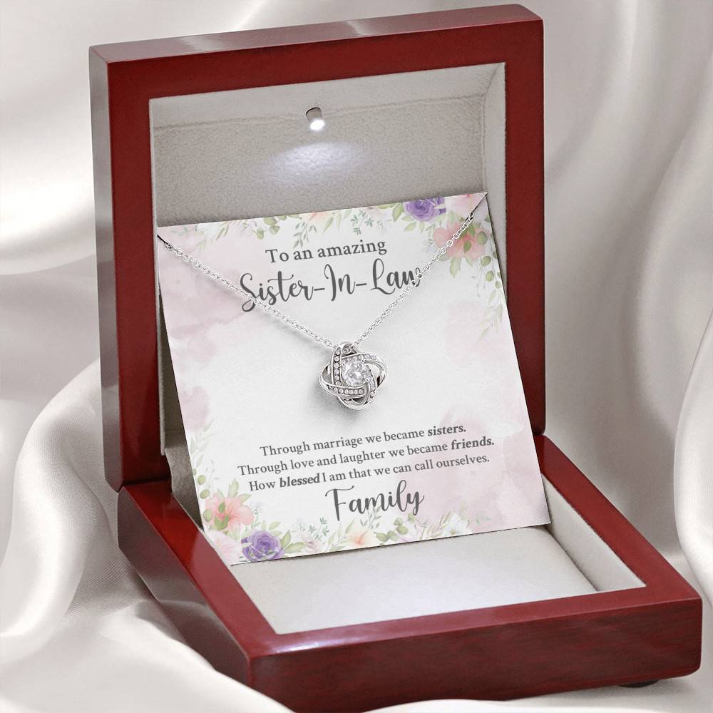 To An Amazing Sister In Law Through Marriage We Became Sisters Love Knot Necklace - Sister In Law Gifts