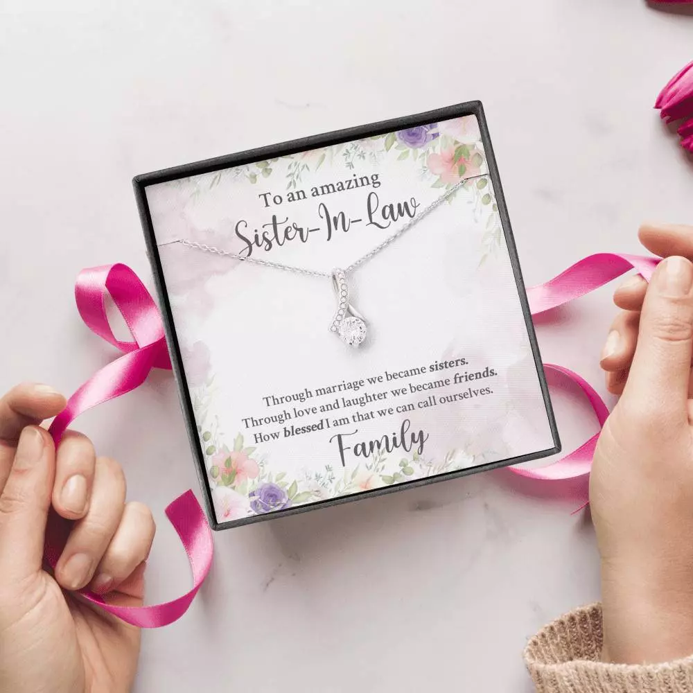 To An Amazing Sister In Law Through Marriage We Became Sisters Alluring Beauty Necklace - Sister In Law Gifts