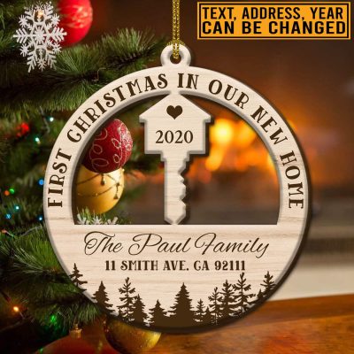 Alternative view of Personalized Family Name First Christmas In Our New Home Ornament - Custom Family Christmas Ornament
