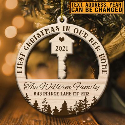 Personalized Family Name First Christmas In Our New Home Ornament - Custom Family Christmas Ornament